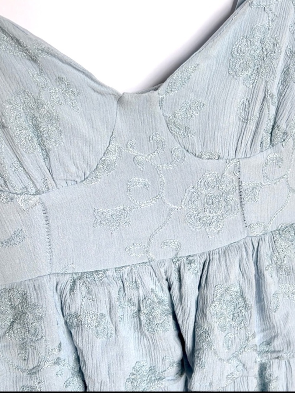 Altar'd State Roxie Floral Tiered Tiered Mini Dress Sky Blue HOCO Sz S - Picture 4 of 11